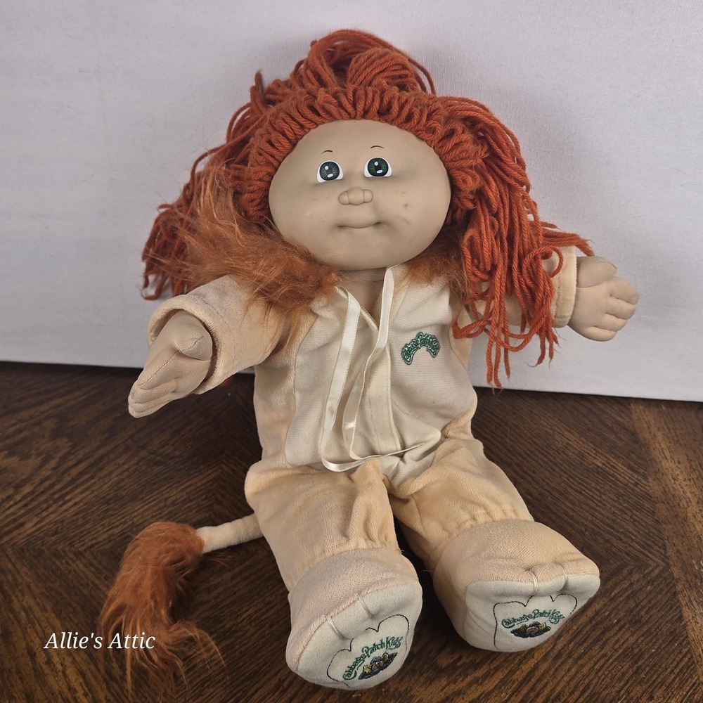 Cabbage Patch Kids Doll Lion Costume Suit Outfit Red Hair Girl Green Eyes 1982 - Picture 4 of 14